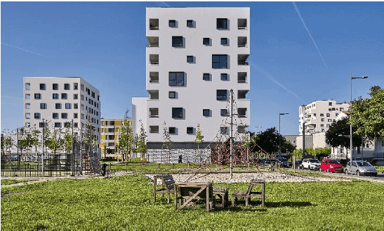 façade des nouveaux logements sociaux passifs à Bègles, par le bailleur social Vilogia