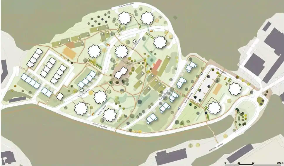 vue provisoire du projet de transformation du quartier du Beerenberg (à Freyming-Merlebach), par Vivest