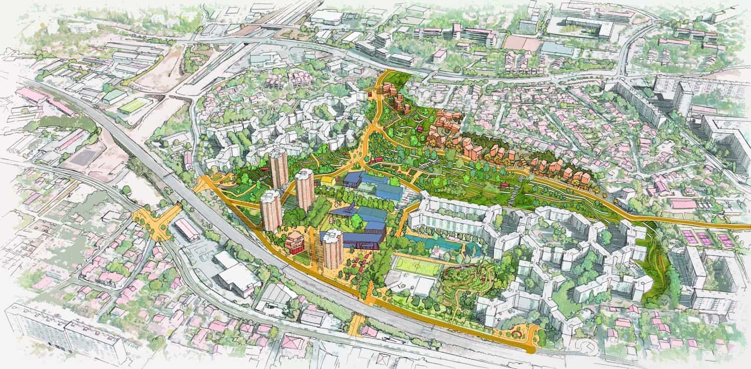 vue aérienne du projet de renouvellement urbain du quartier Air Bel, dans le 11ème arrondissement de Marseille (13)